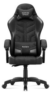 Sedia da gioco Huzaro Force 2.7 Carbon - poltrona girevole ergonomica in velluto con schienale regolabile, cuscino lombare e poggiatesta, fino a 140 kg
