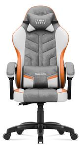 Sedia da gioco Huzaro Force 2.7 Grey - sedia girevole ergonomica in velluto con schienale regolabile, cuscino lombare e poggiatesta, fino a 140 kg