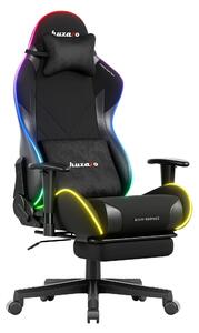 Huzaro Force 5.7 RGB Black Carbon - Sedia da gioco, illuminazione LED, braccioli 2D, poggiapiedi, inclinazione 155°, cuscino, SGS, 136 kg