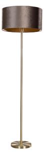 Lampada da terra ottone con paralume in velluto marrone 50 cm - Simplo