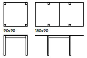 CHIMERA - tavolo da pranzo allungabile cm 90 X 90/180 x 77 h