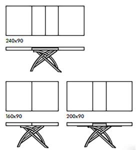 RHEA - tavolo da pranzo allungabile cm 90 x 140/180/220 x 77 h