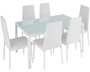 TecTake GmbH 404382 set di mobili per sala da pranzo brandenburg 6+1 - bianco/bianco