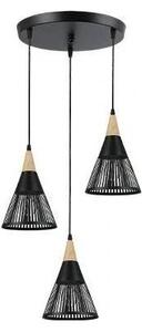 Lampadario a sospensione con filo HIRA 3xE27/60W/230V diametro 40 cm nero