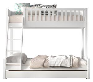 Letto a castello in pino bianco con spazio contenitivo 140x200/90x200 cm SCOTT - Vipack