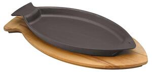 <p>Piatto Ovale a forma di Pesce , dotata di un pratico e comodo supporto in legno, perfetto per servire con stile ed eleganza.</p>