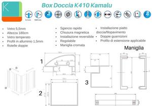 Box doccia 140x70 altezza 180 cm cristallo trasparente K410 - KAMALU