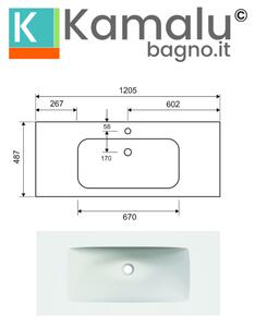 Mobile bagno sospeso 120cm rovere effetto cannettato con lavabo nero KDS-120L - KAMALU