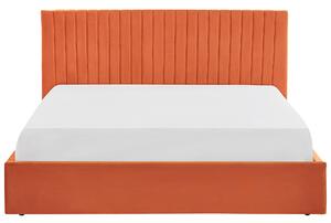 Letto con contenitore velluto arancione 180 x 200 cm Testata imbottita camera da letto elegante Beliani