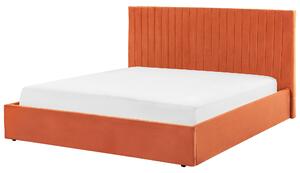 Letto con contenitore velluto arancione 180 x 200 cm Testata imbottita camera da letto elegante Beliani