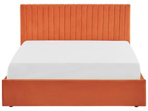 Letto con contenitore velluto arancione 160 x 200 cm Testata imbottita camera da letto elegante Beliani