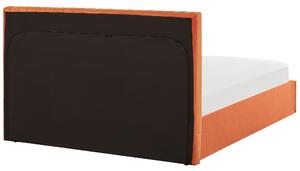 Letto con contenitore velluto arancione 140 x 200 cm Testata imbottita camera da letto elegante Beliani