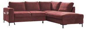 Divano letto angolare in velluto rosa (angolo destro) Lofty Lilly - Miuform