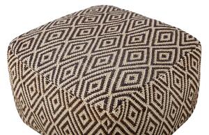 Pouf in lana beige marrone bianco motivo geometrico moderno boho poggiapiedi Beliani