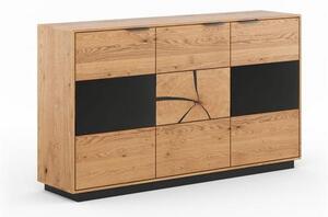 Credenza moderna rovere massello con sezione di tronco