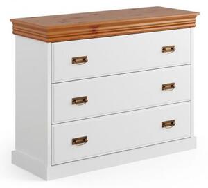 Cassettone legno massello bianco piano miele shabby toscano