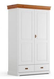 Armadio 2 ante legno massello bianco miele shabby toscano