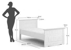 Letto shabby chic in legno bianco singolo pino massello 90x 200