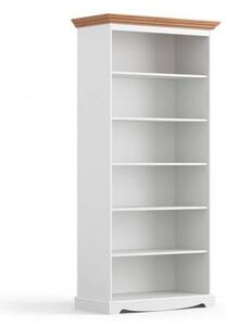 Libreria shabby chic pino massello bianco e color rovere