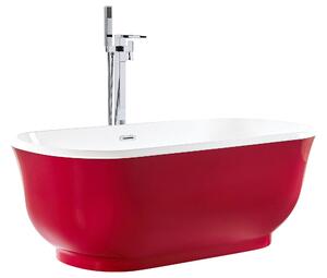Vasca da bagno freestanding rosso sanitario ovale in acrilico singolo 170 x 77 cm dal design moderno Beliani