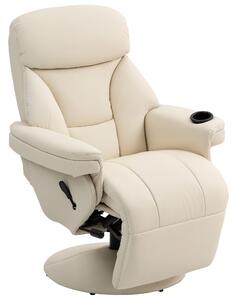 HOMCOM Poltrona relax reclinabile con tasca laterale e portabicchiere, Crema | Aosom Italy