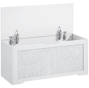 HOMCOM Baule contenitore 136 L con pannello in rattan e coperchio, 100x40x45 cm, Bianco | Aosom Italy
