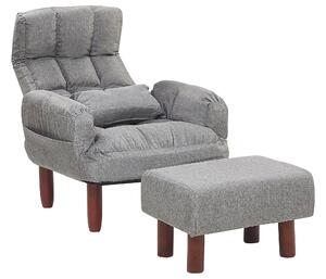 Sedia reclinabile in tessuto grigio 65L x 65W x 92H gambe in legno imbottite ottomana Beliani
