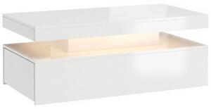 HOMCOM Tavolino LED moderno con 2 cassetti e spazio contenitivo, Bianco lucido | Aosom Italy