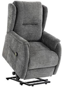 HOMCOM Poltrona relax alzapersona con telecomando e tasche laterali, Grigio scuro | Aosom Italy
