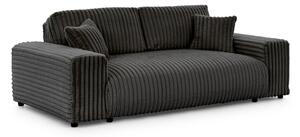 Divano grigio scuro con rivestimento in velluto a coste 213 cm Justin – Ropez