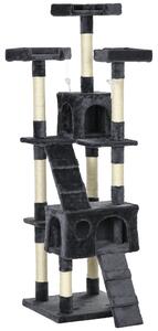 PawHut Albero tiragraffi 173 cm con tana, piattaforma e pali in sisal, Grigio scuro | Aosom Italy
