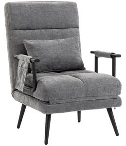 HOMCOM Poltrona letto 3 in 1 pieghevole in chenille con schienale click-clack, Grigio | Aosom Italy