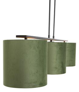 Lampada a sospensione paralumi velluto verde oro 20 cm - COMBI 3 Deluxe