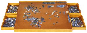 Costway Tavolo di legno per puzzle 80 x 65 cm, Tavolo per puzzle con superficie liscia e 4 cassettii