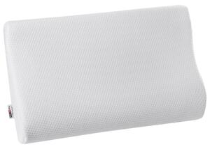 Cuscino Memory Foam Tessuto Poliestere Bianco Supporto Collo Ortopedico Antiallergico 57 x 35 cm Beliani
