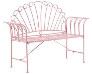 Set panca da esterno in metallo rosa a 2 posti con braccioli svasati con tavolo in stile vintage Beliani