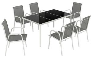 Outsunny Set da Giardino 7 Pezzi: Tavolo Rettangolare e 6 Sedie Impilabili | Aosom Italy