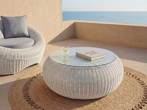 Tavolino da giardino in resina intrecciata Avorio - WHITEHEAVEN