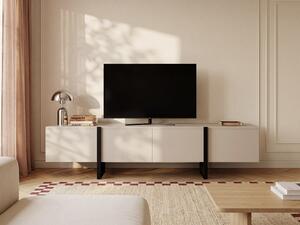 Mobile TV con 4 ante in MDF Beige e Nero - LUVONIA