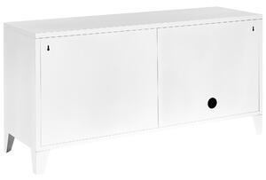 Credenza in metallo bianco 120 x 40 cm 3 ante ripiani gambe fessure di ventilazione gestione dei cavi mobile TV industriale home office Beliani