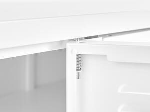 Credenza in metallo bianco 120 x 40 cm 3 ante ripiani gambe fessure di ventilazione gestione dei cavi mobile TV industriale home office Beliani