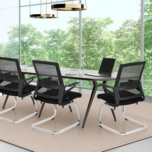 SEGGIO PER VISITATORI 732060, modello Inventor V, schienale in tessuto/rete, sedia cantilever nera con supporto lombare