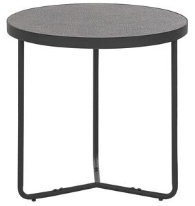 Tavolino Effetto Cemento con Gambe in Metallo Nero Rotondo Medio 50 x 50 x 50 cm Mobili Soggiorno Beliani