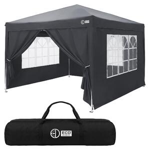Padiglione ECD Germany, dimensioni 3x3 metri, colore antracite, resistente all'acqua, stabile, adatto per l'inverno. Padiglione pieghevole pop-up, ideale per giardino, come tenda da giardino pieghevole o come tenda per feste all'aperto