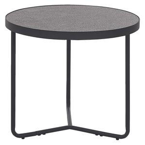 Tavolino da caffè in legno chiaro effetto cemento con gambe in metallo Nero rotondo piccolo 50 x 50 x 42 cm mobili soggiorno Beliani