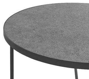 Set di 2 Tavolini Effetto Cemento con Gambe in Metallo Nero Rotondi Mobili Soggiorno Medi e Grandi Beliani