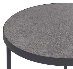 Tavolino da caffè in legno chiaro effetto cemento con gambe in metallo Nero rotondo piccolo 50 x 50 x 42 cm mobili soggiorno Beliani