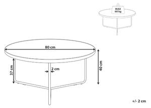 Tavolino da caffè in legno chiaro da tavolo con gambe in metallo Nero rotondo grande 80 x 80 x 40 cm mobili da soggiorno Beliani