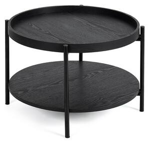 Tavolino da salotto rotondo nero con effetto rovere ø 64 cm Hagen – Bonami Essentials