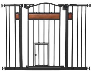 PawHut Cancelletto per Cani di Taglia Media e Piccola con Chiusura Automatica, 74-105x76.2 cm, Nero | Aosom Italy